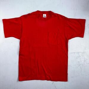 BVD 90s USA VTG T Shirt Red No Print Lot 1 Single Stitch Basic Tee Simple